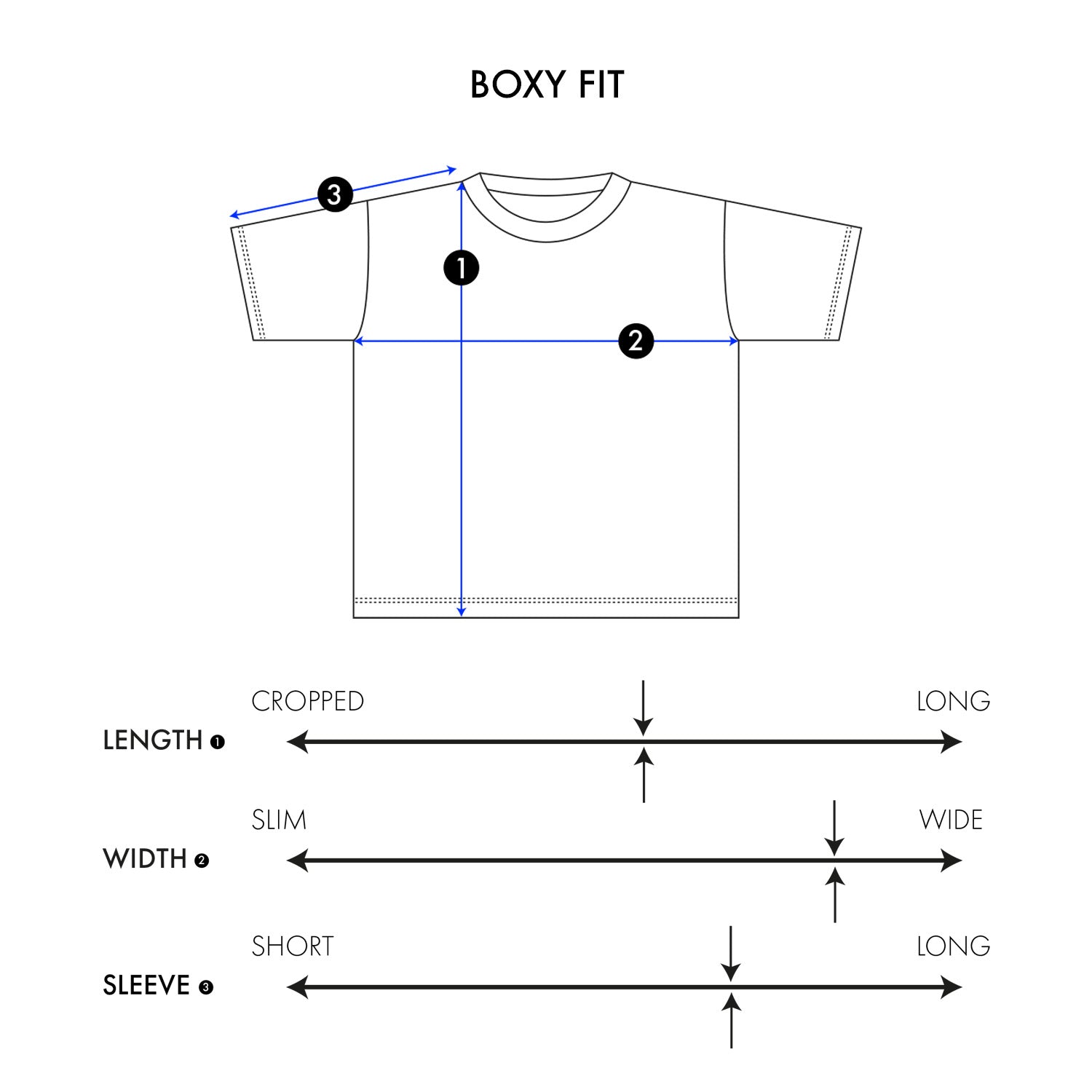 Boxy Fit Black Size Run (5 Tees, XS-XL)