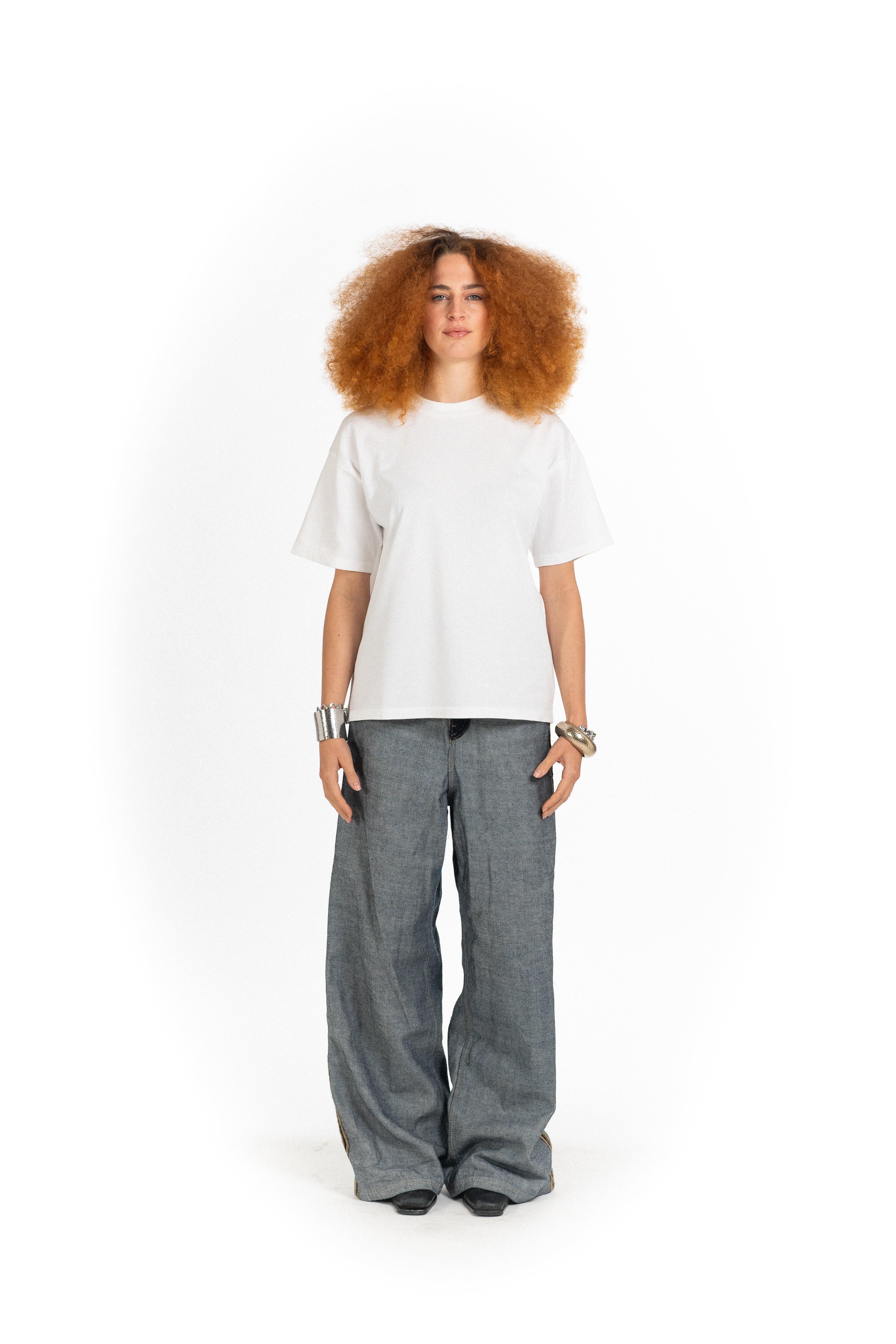 Relaxed Fit White Size Run (5 Tees, XS-XL)