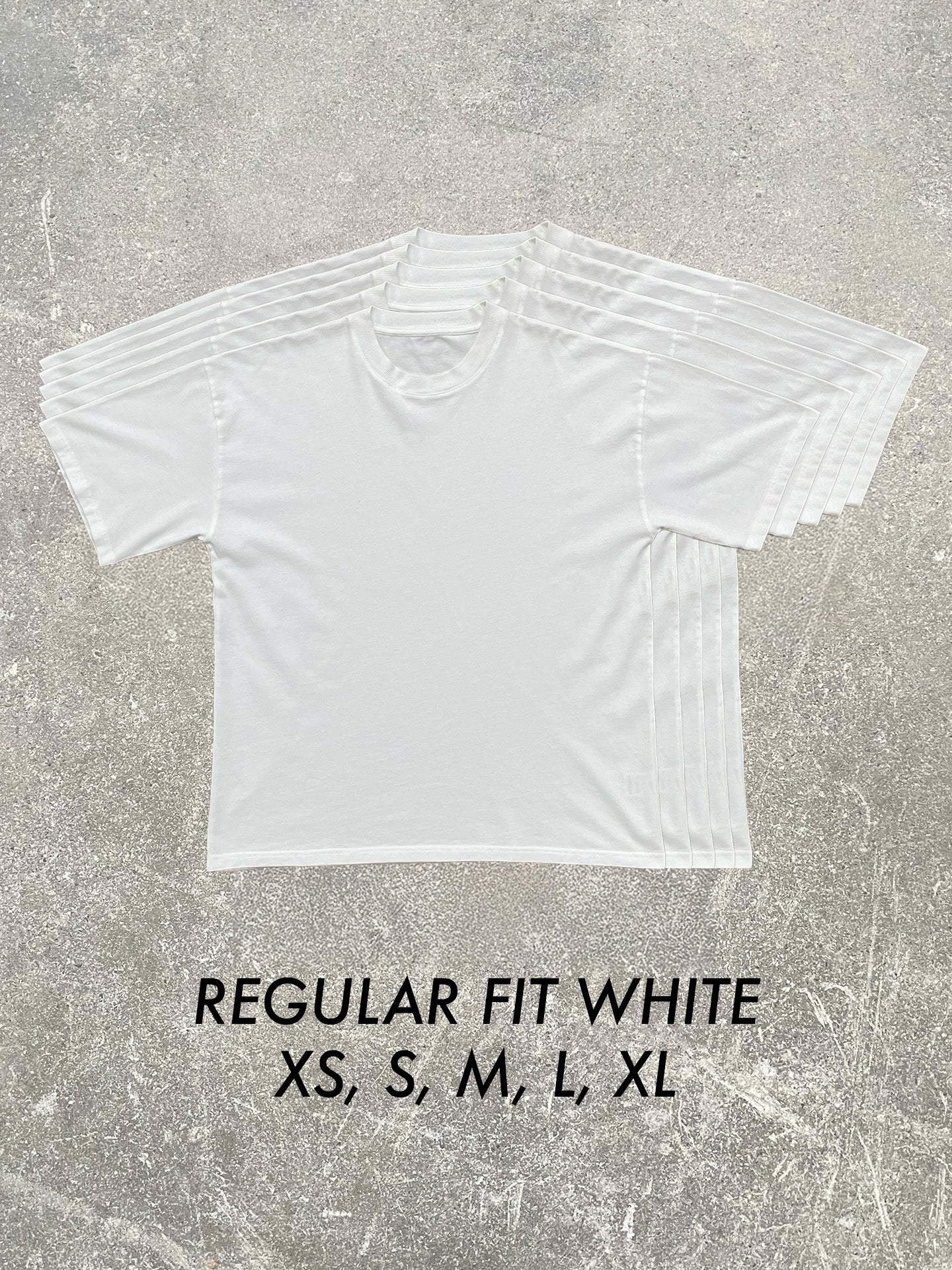 Regular Fit White Sizerun (5 Tees, XS-XL)